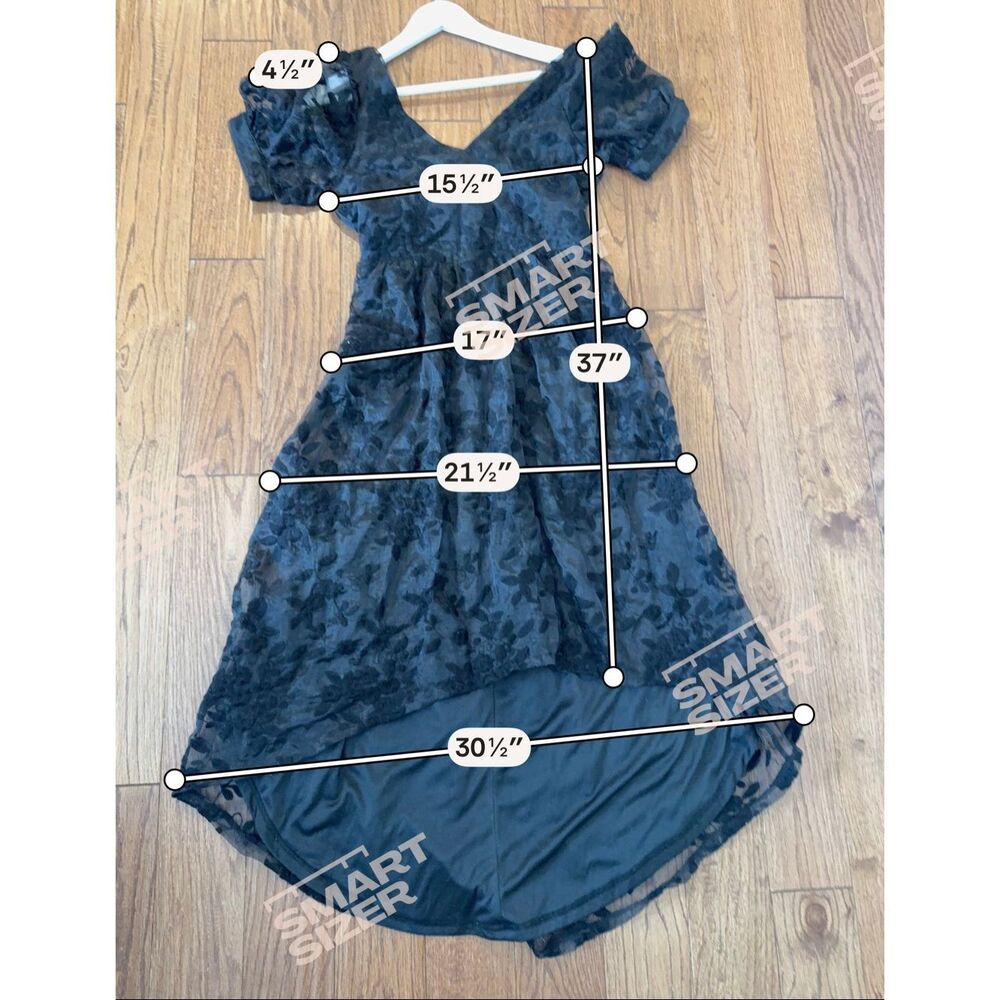 Lulus be my date black floral embroidered high low midi dress m - Picture 6 of 10